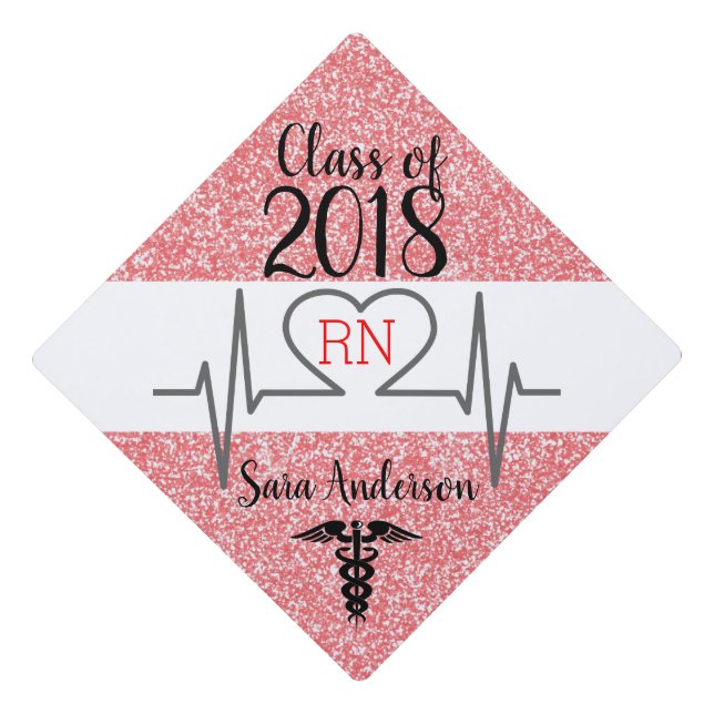Red Glitter Nursing Graduatuion Tassel Topper (Front)
