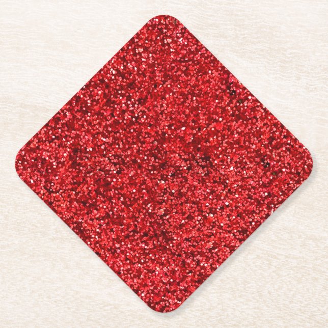 Red Glitter  Paper Coaster (Front)