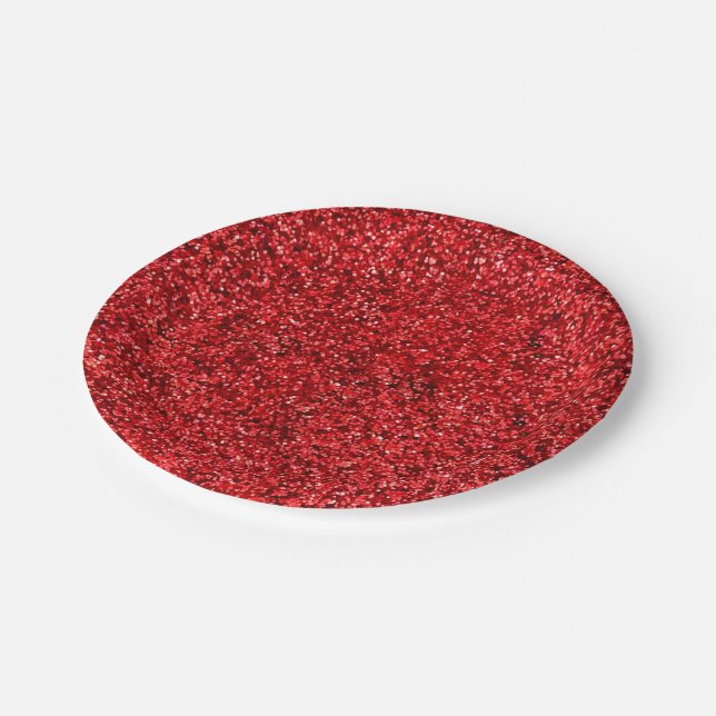 Red Glitter Party Plates (Angled)