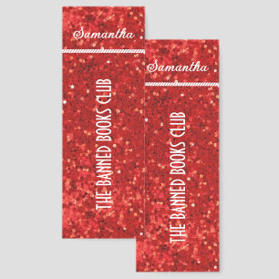 Red Glitter Personalized Banned Books Club Bookmarks