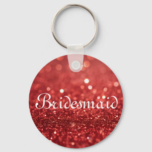 Red Glitter Personalized Bridesmaid Keychain