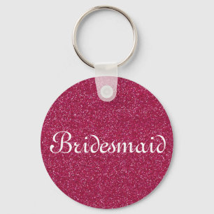 Red Glitter Personalized Bridesmaid Keychain