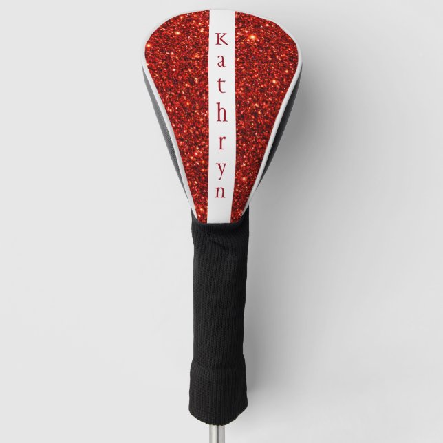 Red Glitter Personalized Name Golf Head Cover (Front)