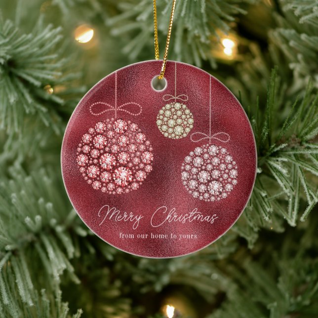 Red Glitter Photo Christmas Ornament (Tree)