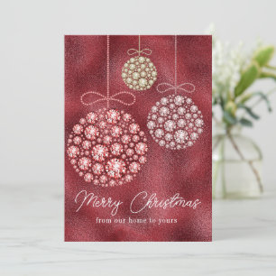 Red Glitter Photo Christmas Ornament Elegant  Holiday Card