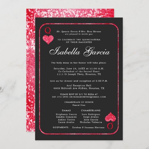 Red Glitter Playing Card  Las Vegas Quinceaera