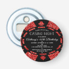 Red Glitter Poker Chip Casino Night Party
