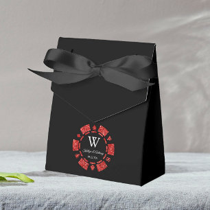 Red Glitter Poker Chip Casino Wedding Favor Boxes