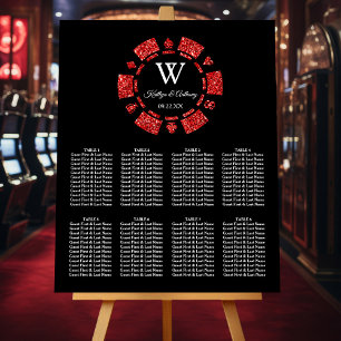 Red Glitter Poker Chip Casino Wedding Foam Board