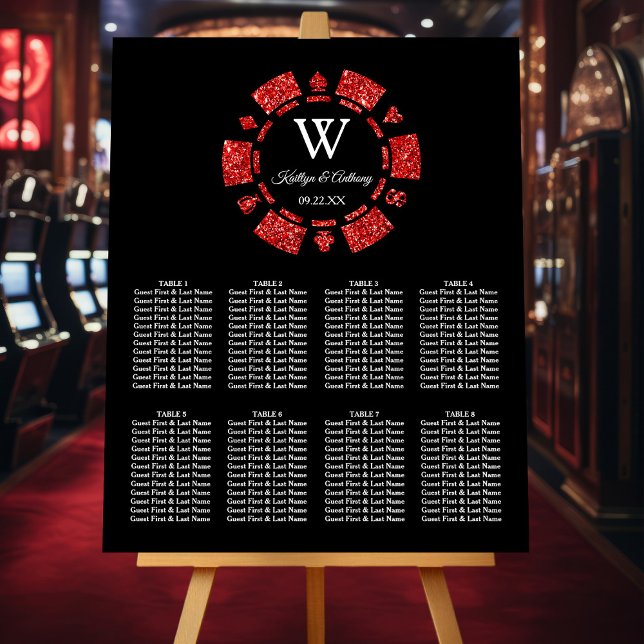 Red Glitter Poker Chip Casino Wedding Foam Board (Creator Uploaded)