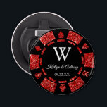 Red Glitter Poker Chip Casino Wedding Party Favor Bottle Opener<br><div class="desc">Celebrate in style with this trendy poker chip bottle opener. The design is easy to personalize with your own wording and your family and friends will be thrilled when they receive this fabulous party favor.</div>