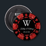 Red Glitter Poker Chip Casino Wedding Party Favor Bottle Opener<br><div class="desc">Celebrate in style with this trendy poker chip bottle opener. The design is easy to personalize with your own wording and your family and friends will be thrilled when they receive this fabulous party favor.</div>