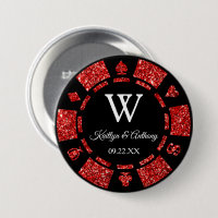 Red Glitter Poker Chip Casino Wedding Party Favor