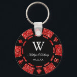 Red Glitter Poker Chip Casino Wedding Party Favor Keychain<br><div class="desc">Celebrate in style with this trendy poker chip keychains. The design is easy to personalize with your own wording and your family and friends will be thrilled when they receive this fabulous party favor.</div>