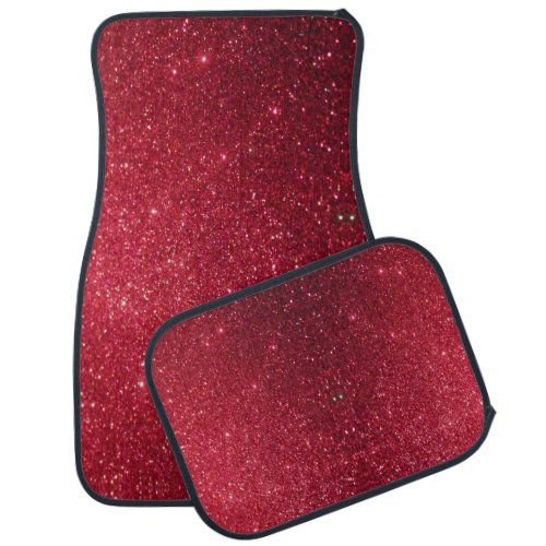 Red Glitter Print Metallic Car Floor Mat