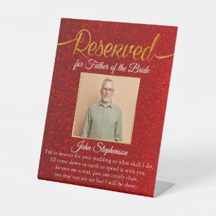 Red Glitter Save A Seat Photo Wedding Memorial Pedestal Sign