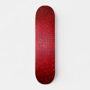 Red Glitter Sequin Disco Old School Skateboard