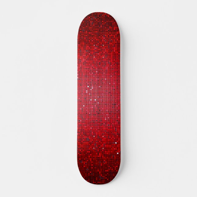 Red Glitter Sequin Disco Old School Skateboard (Front)