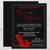 Red Glitter Shoes Retirement Invitation (Front/Back)