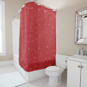 Red glitter shower curtain