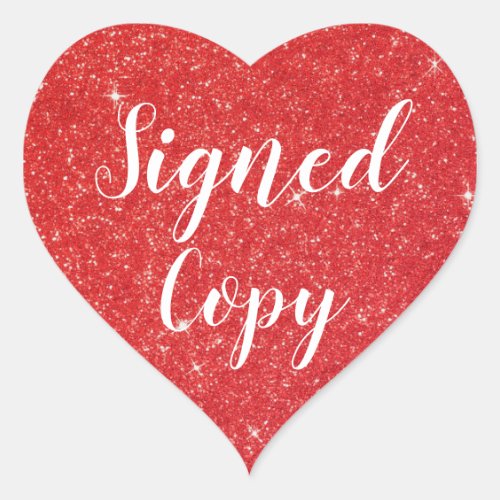 Red Glitter Signed Copy Romance Author Writer Heart Sticker