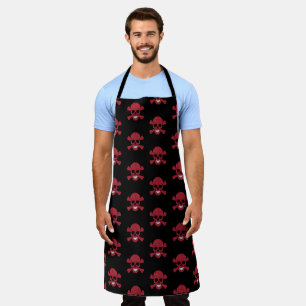Red Glitter Skull And Crossbones Apron
