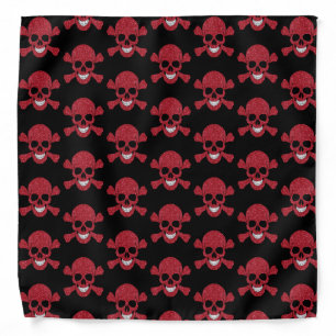 Red Glitter Skull And Crossbones Bandana