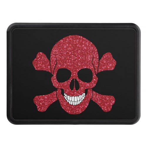 Red Glitter Skull And Crossbones Hitch Cover