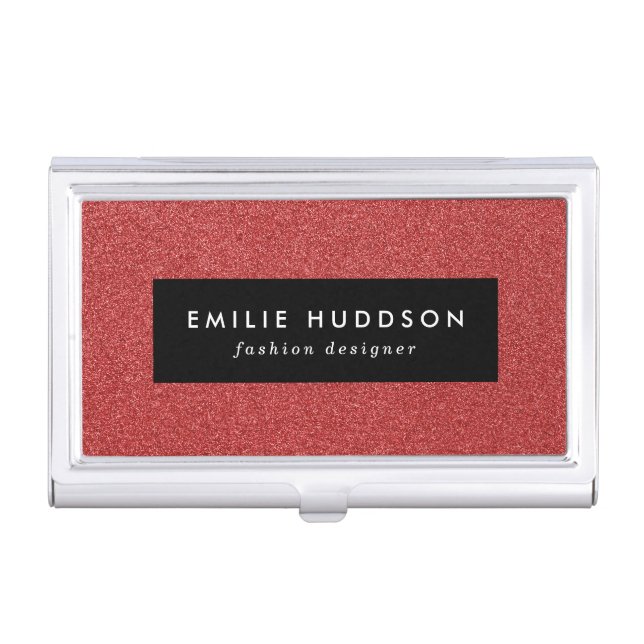 Red Glitter, Sparkle, Glitter Background Business Card Case (Front)