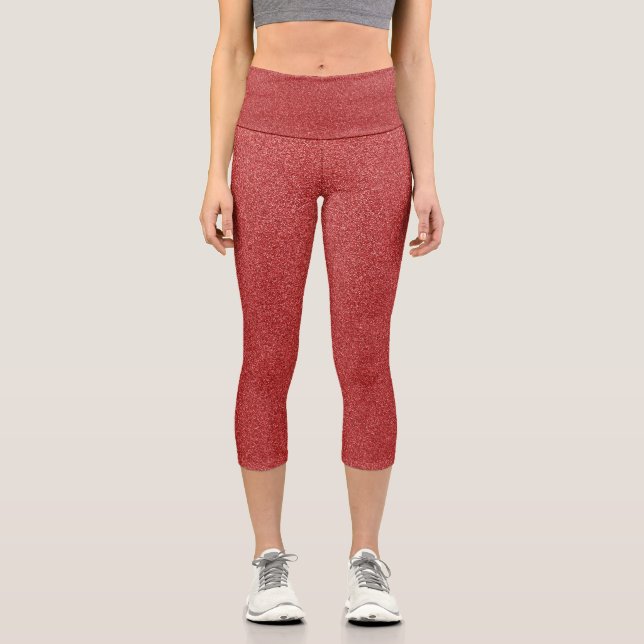 Red Glitter, Sparkle, Glitter Background Capri Leggings (Front)