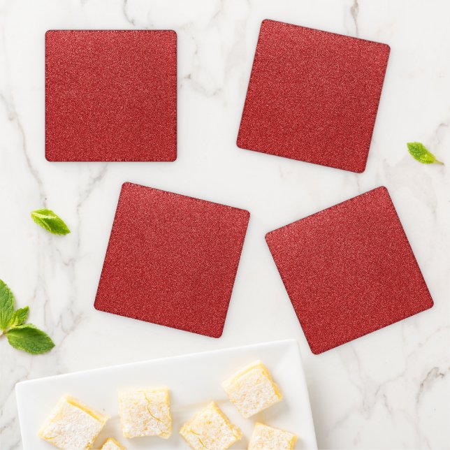 Red Glitter, Sparkle, Glitter Background Coaster Set (In Situ)