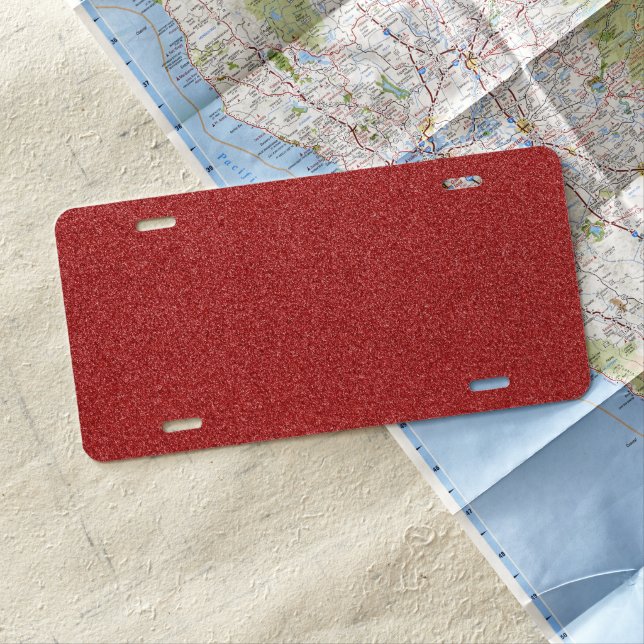 Red Glitter, Sparkle, Glitter Background License Plate (In Situ)