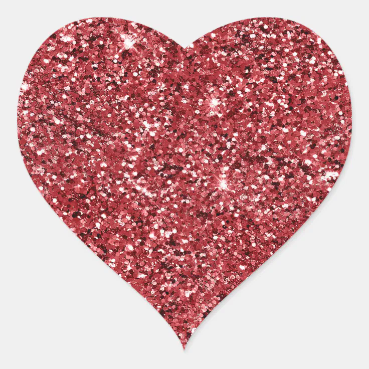 Red Glitter Sparkle Heart Sticker | Zazzle