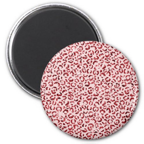 Red Glitter Sparkle Leopard Print Pink Blush      Magnet