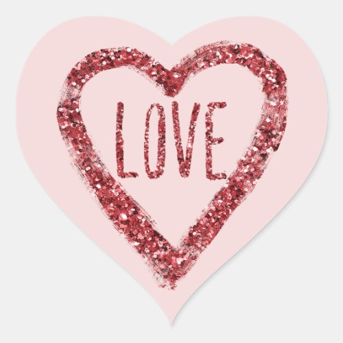 Red Glitter Sparkle Love Heart  Heart  Heart Sticker