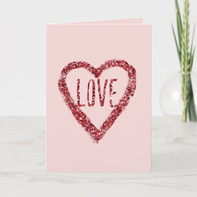 Red Glitter Sparkle Love Valentine's Day Card (Front)