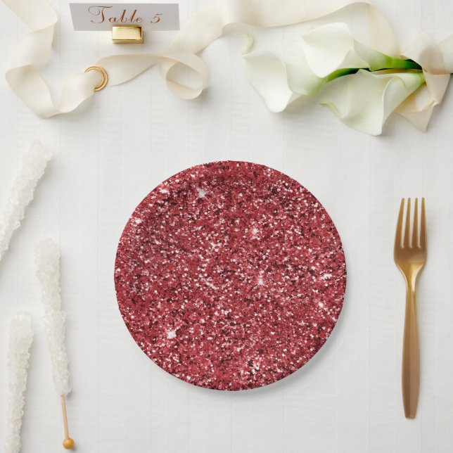 Red Glitter Sparkle     Paper Plates (Wedding)