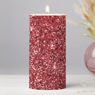 Red Glitter Sparkle Pillar Candle
