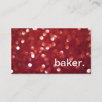 Red Glitter Sparkles Bokeh Effect | Baker Bakery Business Card by angela65 at Zazzle