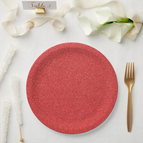 Red Glitter Sparkly Glitter Background Paper Plates