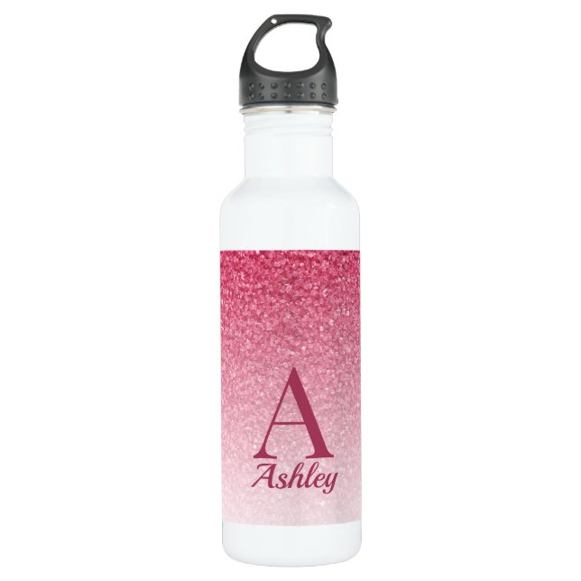 Red Glitter Stainless Steel Water Bottle (Front)