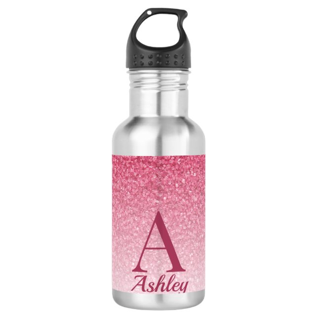 Red Glitter Stainless Steel Water Bottle (Front)