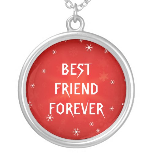 Red Glitter Star Best Friends Forever Silver Plated Necklace