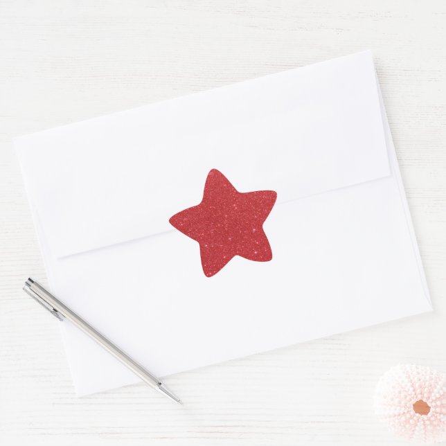 Red glitter  star sticker (Envelope)