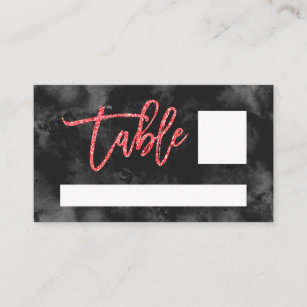 Red glitter typography black watercolor table place card