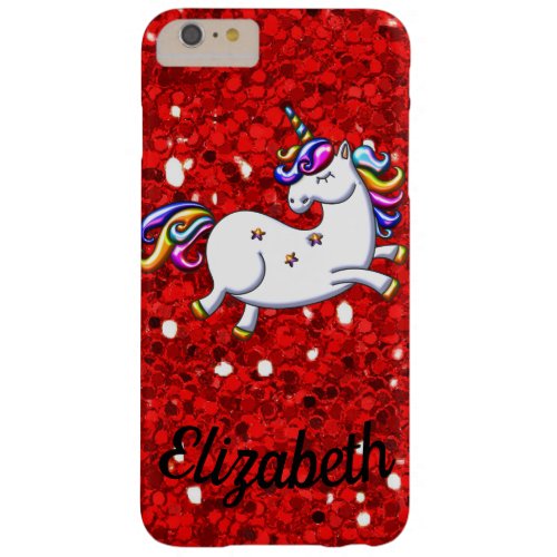 Red Glitter Unicorn Barely There iPhone 6 Plus Case