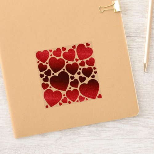 Red Glitter Valentines Day Hearts Love Couples Sticker