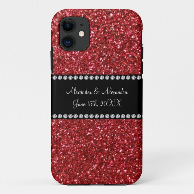 Red glitter wedding favors Case-Mate iPhone case (Back)