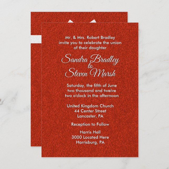 Red Glitter Wedding Invitation (Front/Back)
