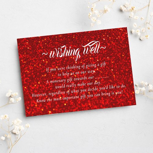 Red Glitter Wishing Well For Wedding Enclosure Card